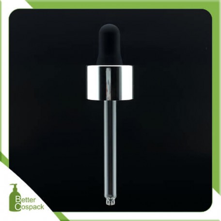 24mm Silver Aluminium Dropper With Glass Pipette  24mm Silver Aluminium Dropper With Glass Pipette